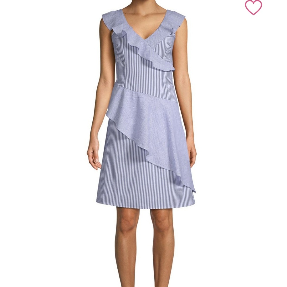 Collective Concepts Striped Asymmetric Ruffle Dres